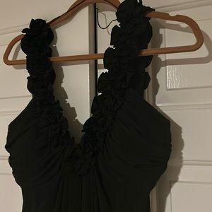 Black Dress with Ruffle Neckline